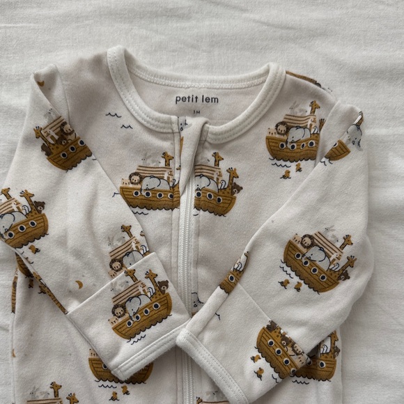 Petit Lem On the Ark Cream Print Sleeper - Picture 4 of 8